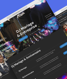 Capture d'écran d'un site web dédié aux services de DJ pour mariages